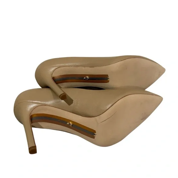 New Sam Edelman Hazel Pointed Toe Classic Beige Pumps - Picture 6 of 9